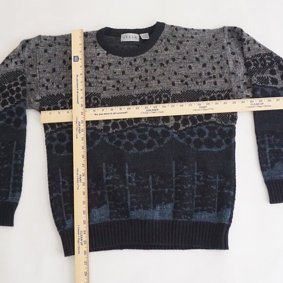 Vintage J. Todd Sweater Gray Black Abstract Geometric Knit 80s Minimalist Retro - Picture 3 of 10